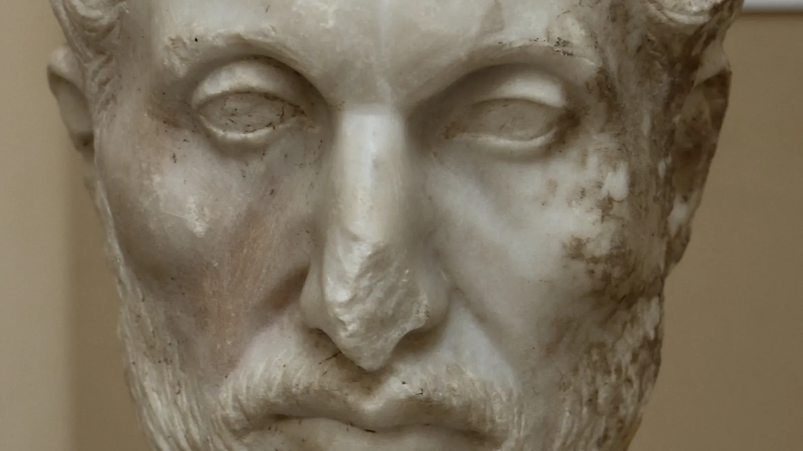 Roman marble bust identified as the philosopher Plotinus.