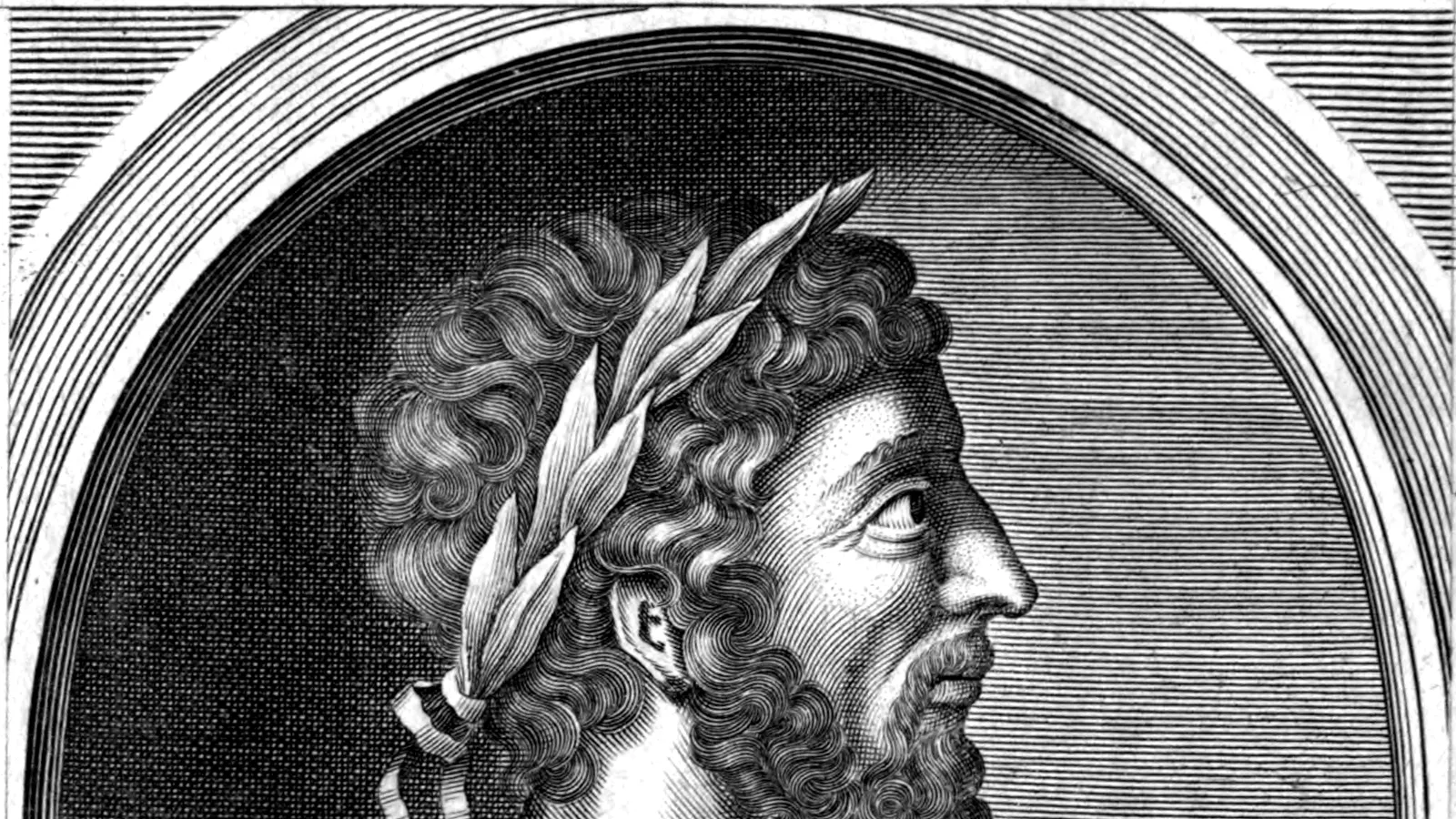 Engraved profile portrait of Marcus Aurelius wearing a laurel crown, frontispiece to a 1702 English edition of the Meditations.