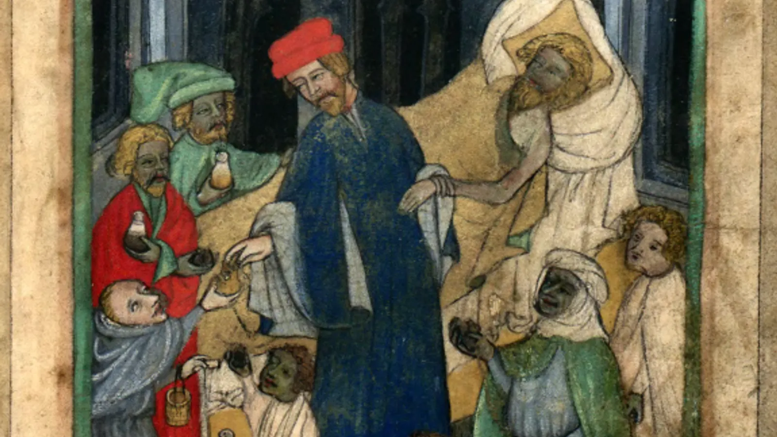 Late-fifteenth-century miniature of Avicenna attending a patient.