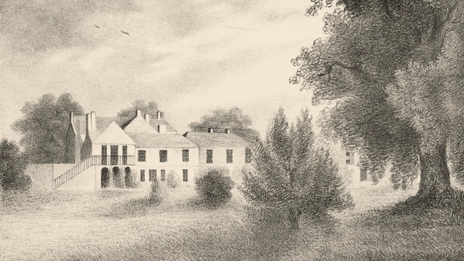 Nineteenth-century lithograph of the Palace of Cloyne in County Cork, Ireland.