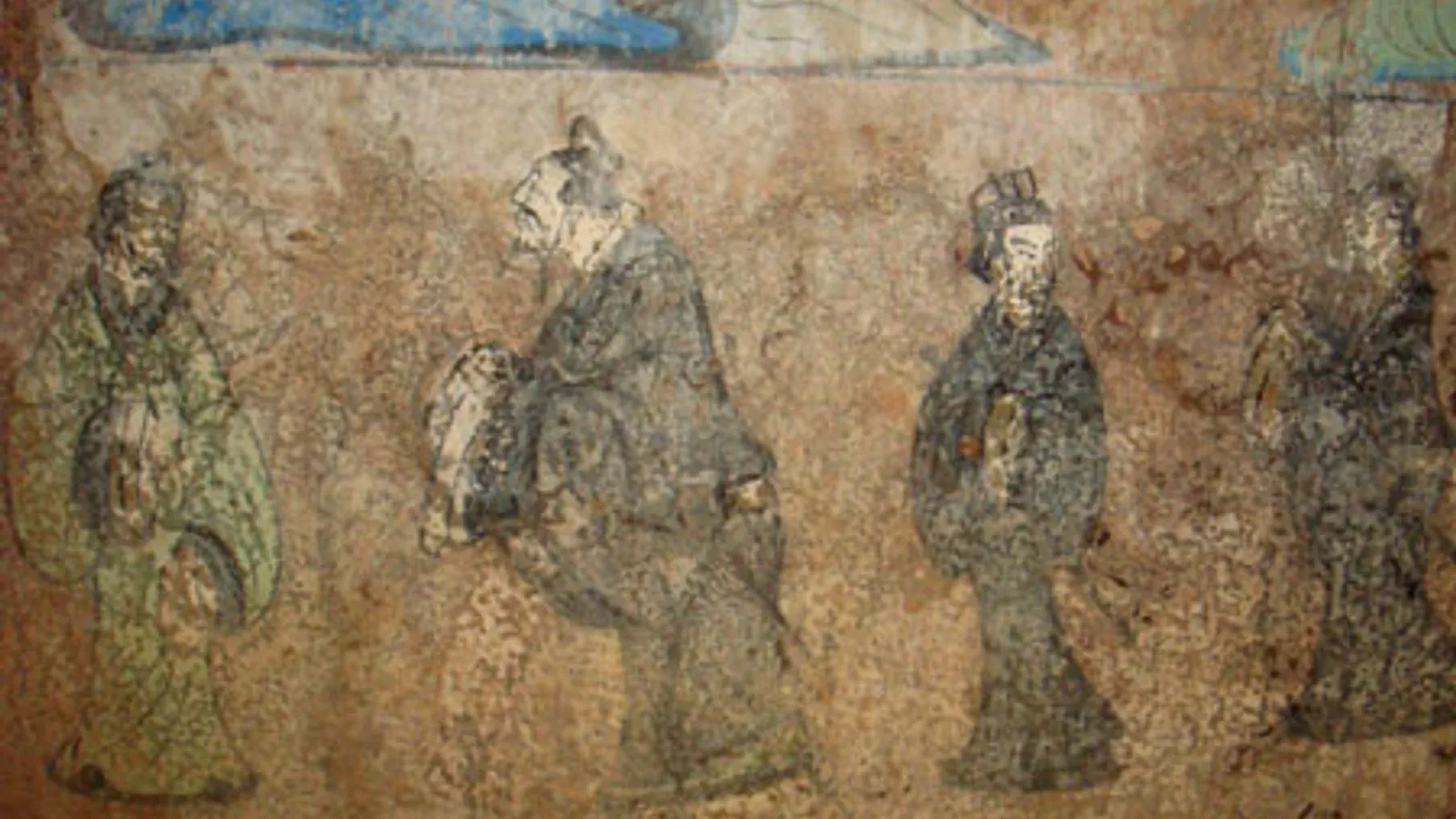 Western Han fresco of Confucius, Laozi, and disciples from a Dongping County funerary site.