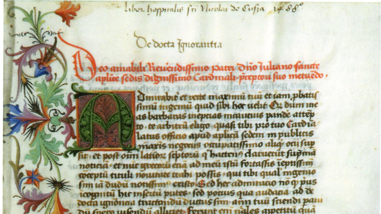 Folio from an early Latin printing of De Docta Ignorantia.