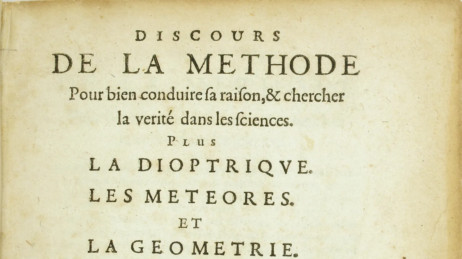 Title page of the 1637 first edition of Discours de la Méthode.