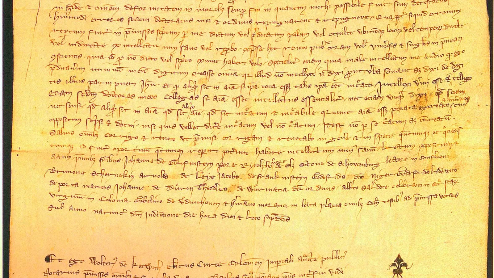 Notarial document of the Cologne proceedings concerning Meister Eckhart, 1327.