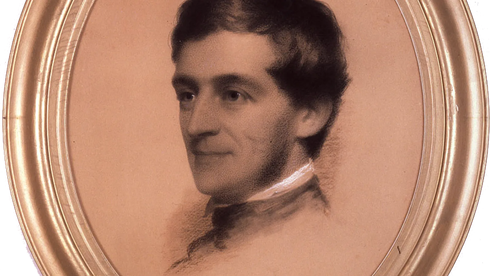 Eastman Johnson's 1846 chalk portrait of Ralph Waldo Emerson.