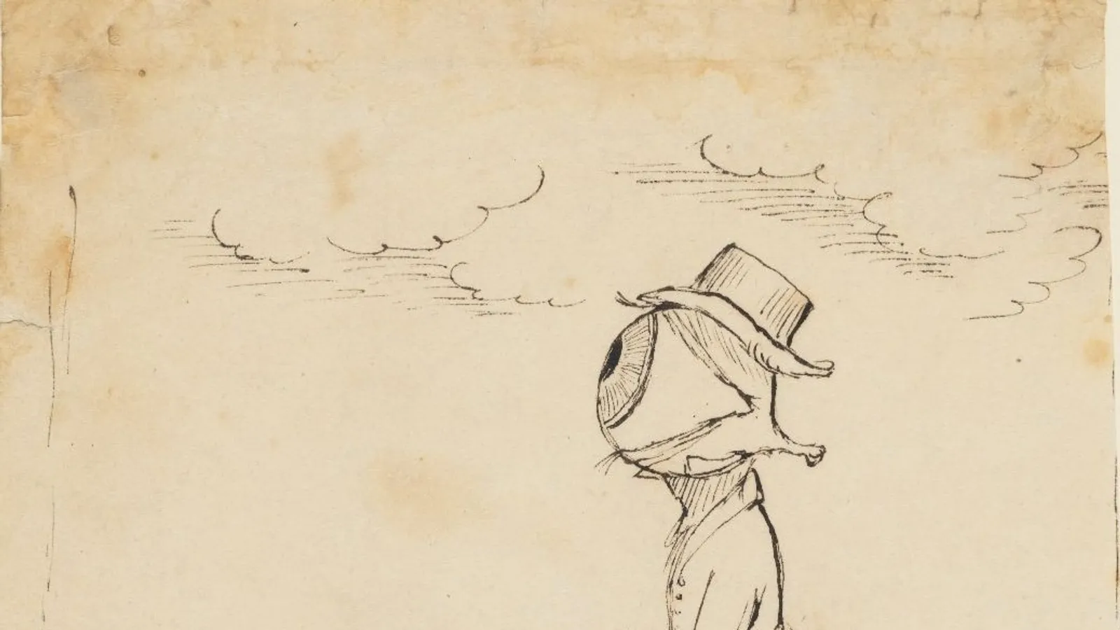 Christopher Pearse Cranch's c.1839 caricature of Emerson as a giant eye on legs, wearing a top hat.