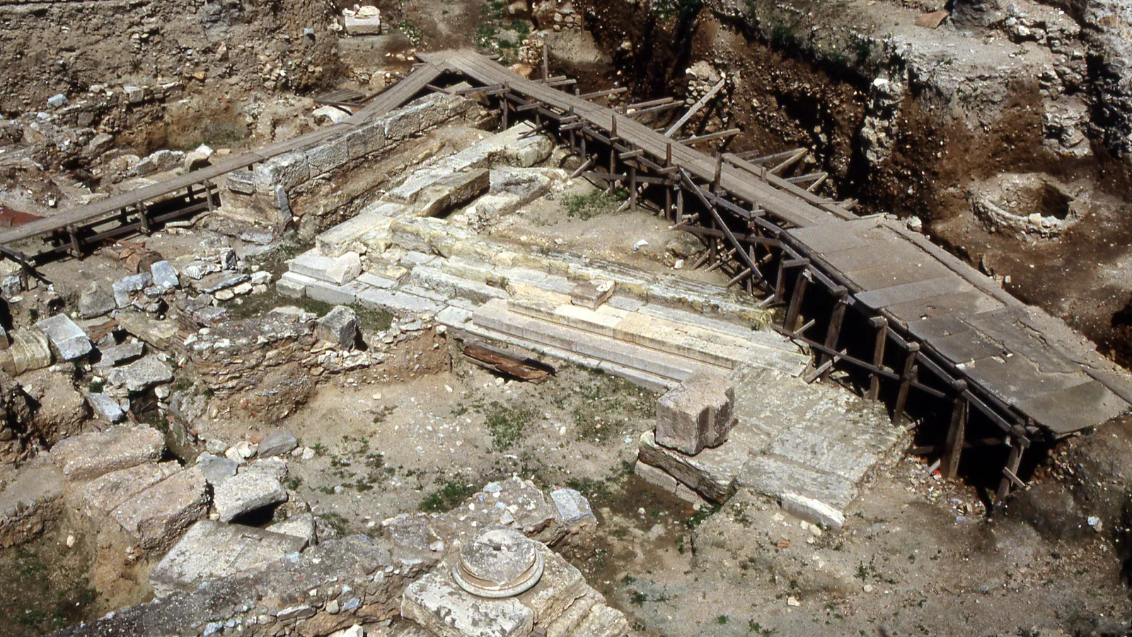 Excavated west end of the Stoa Poikile in the Athenian Agora.