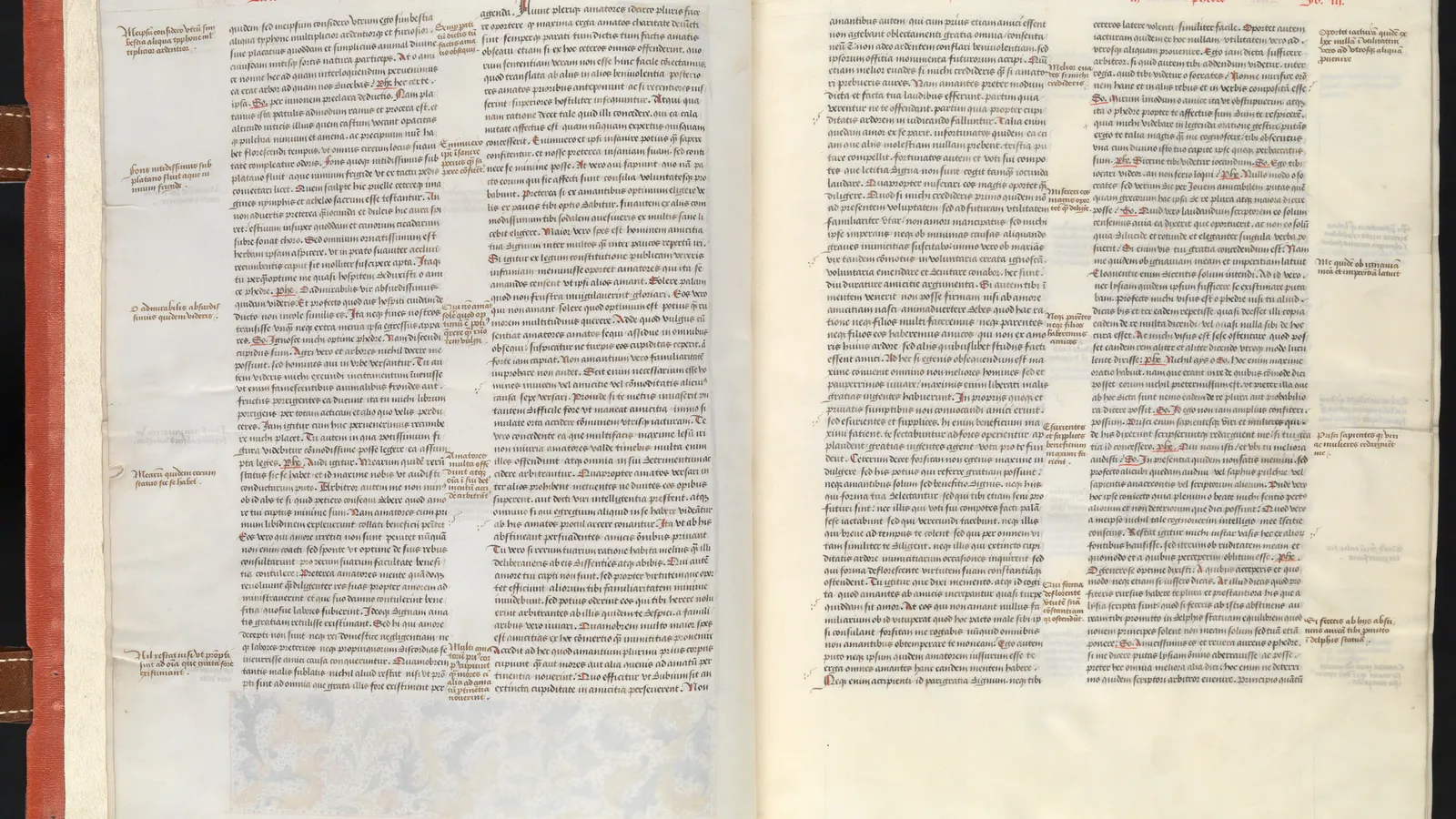 Illuminated folio of Ficino's Latin Plato translation in a late-fifteenth-century Flemish manuscript copy.