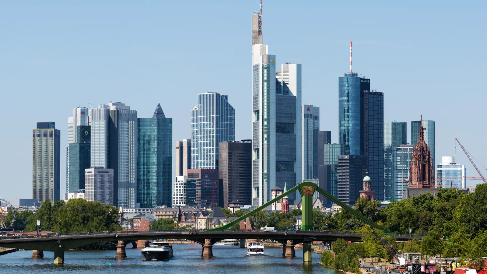 The Frankfurt am Main skyline with financial-district skyscrapers.