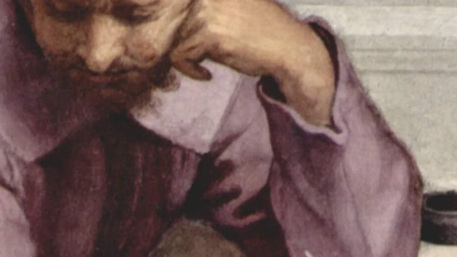 Detail of Heraclitus from Raphael's School of Athens, modeled on Michelangelo.