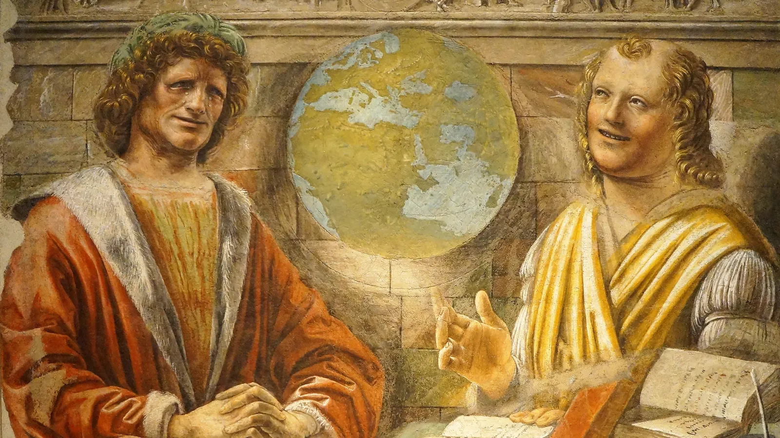 Donato Bramante's fifteenth-century painting of Heraclitus and Democritus.