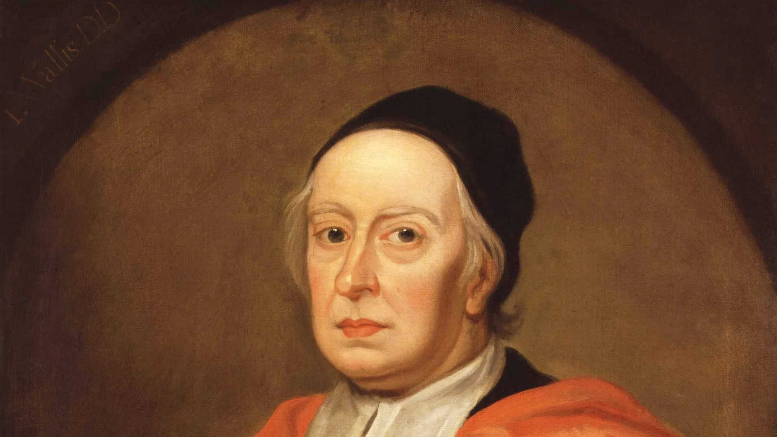 Oil portrait of the mathematician John Wallis in academic robes.