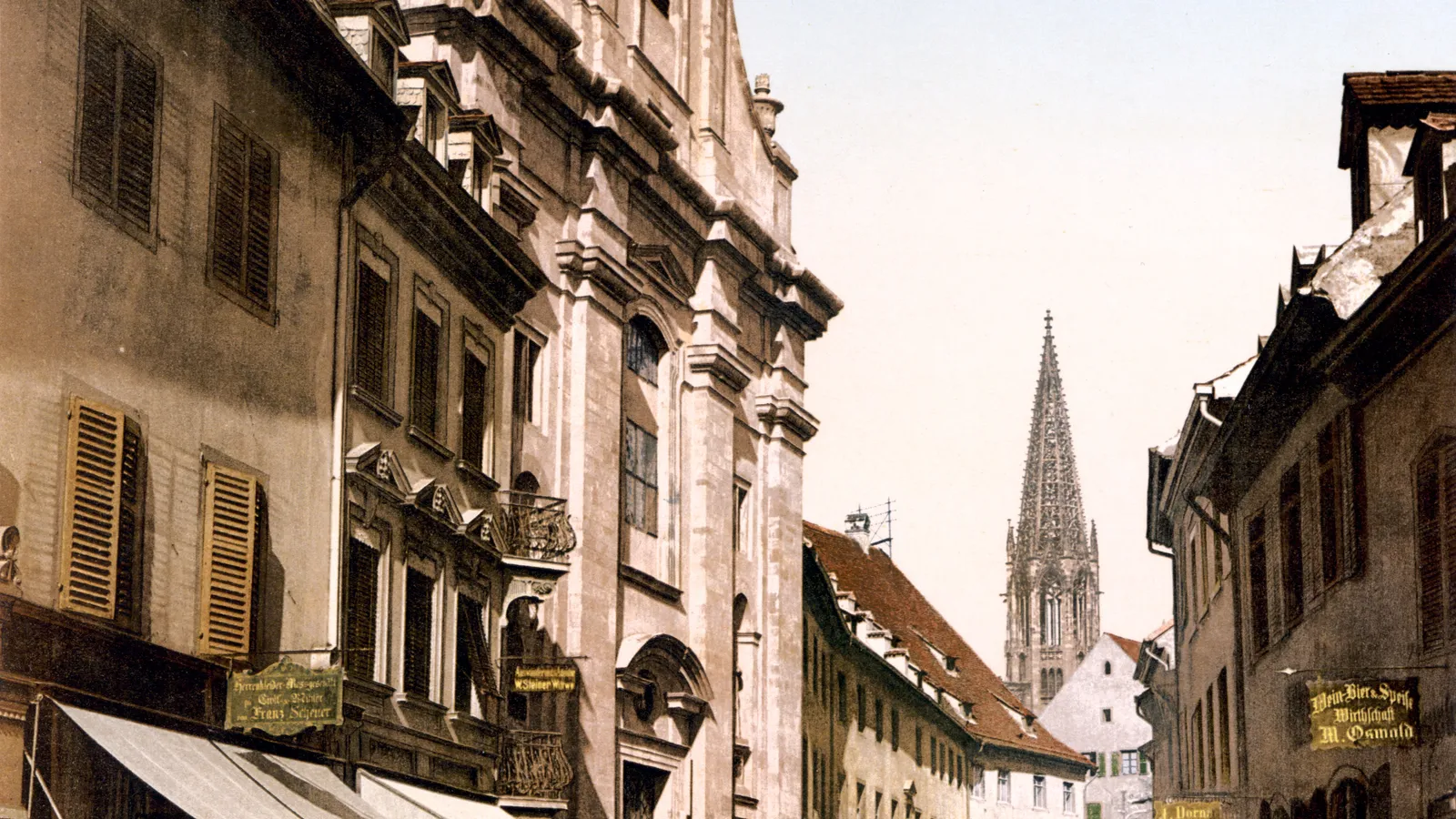 Photochrom view of the University of Freiburg, Baden, Germany, around 1895.