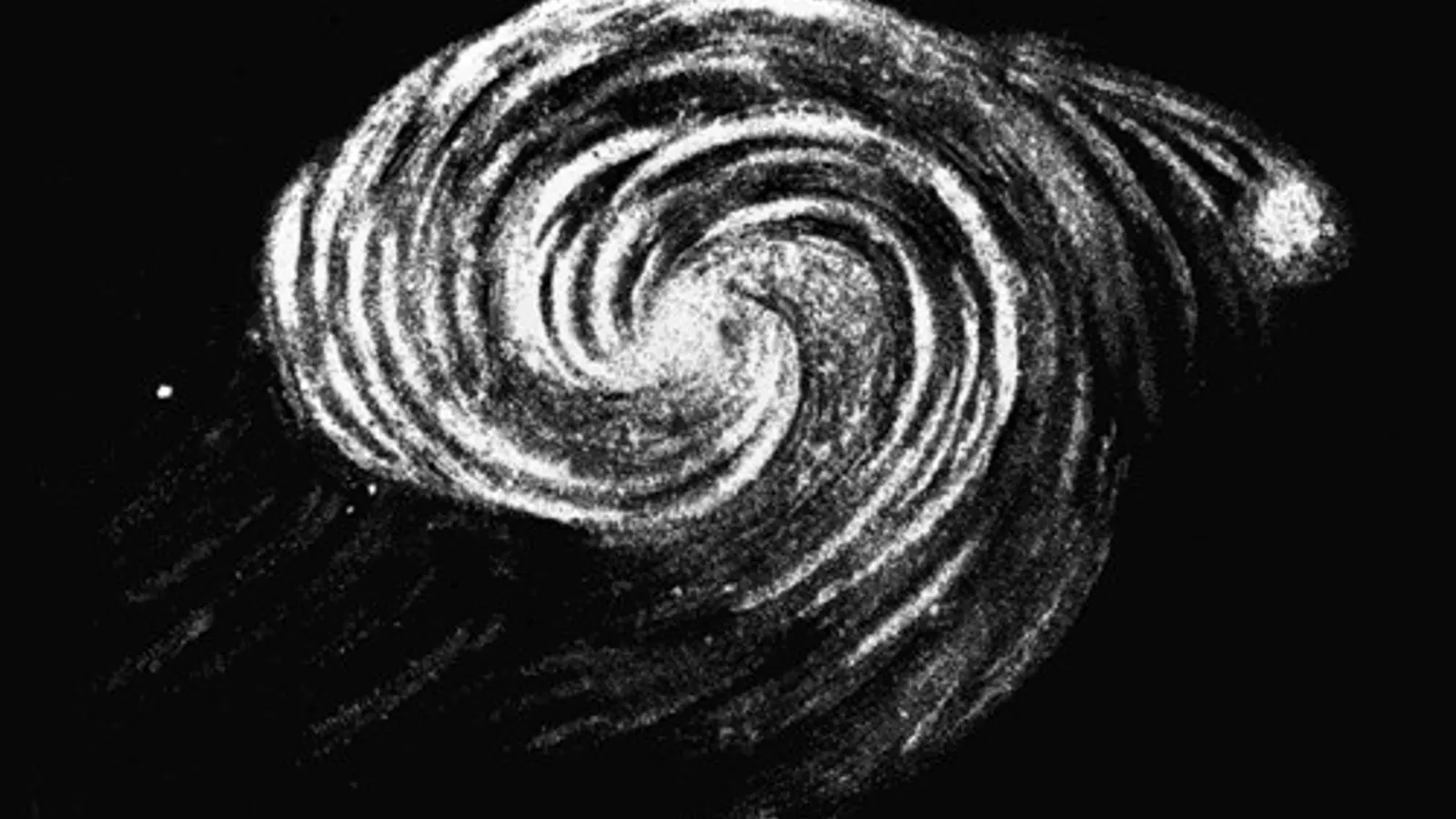 Nineteenth-century astronomical sketch of the Whirlpool Galaxy M51.
