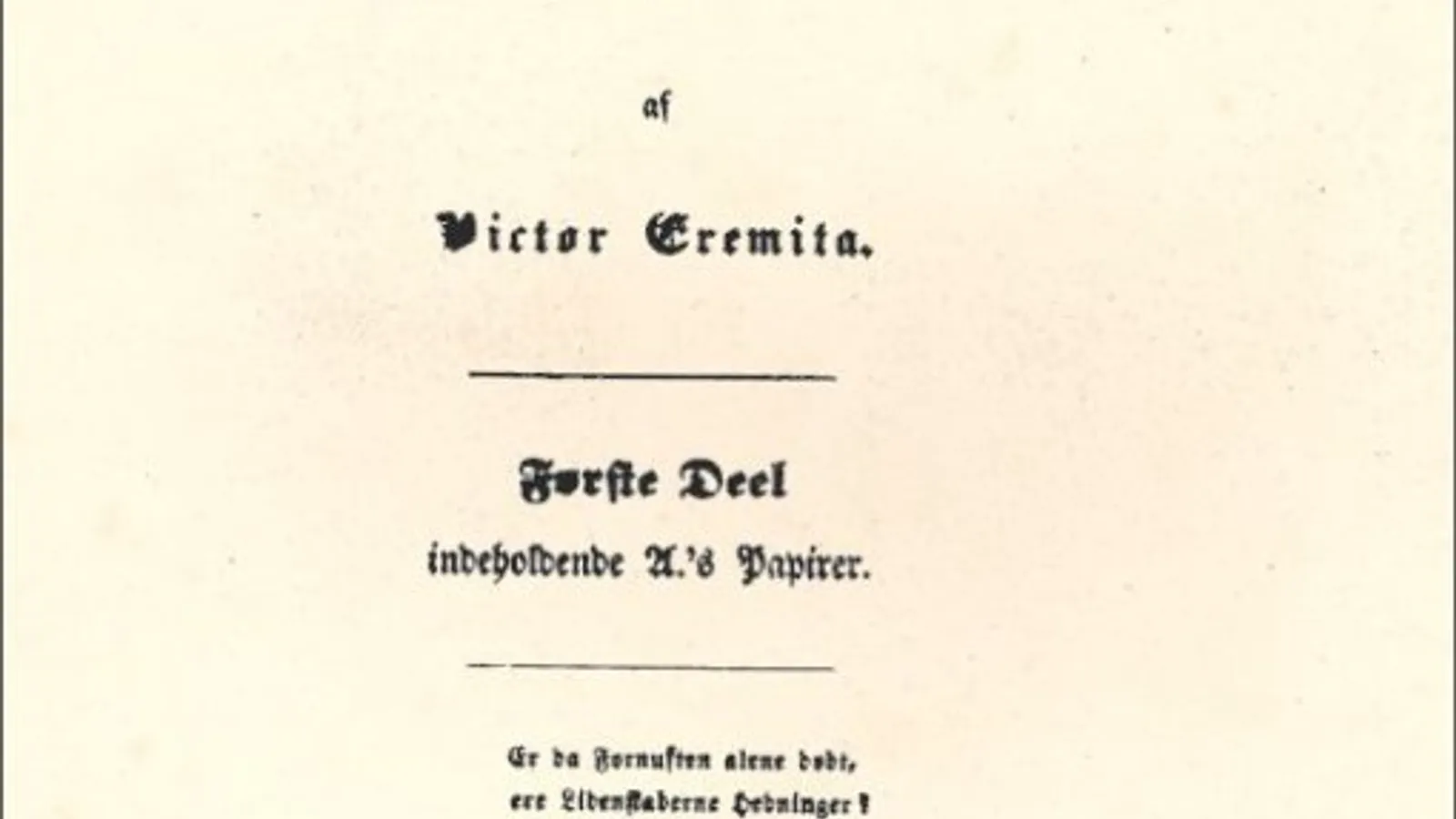 Title page of the 1843 first edition of Enten-Eller (Either/Or).