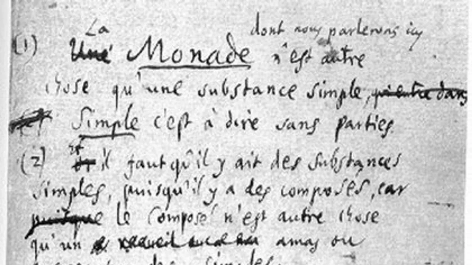 Manuscript page in Leibniz's handwriting from the 1714 Monadology.