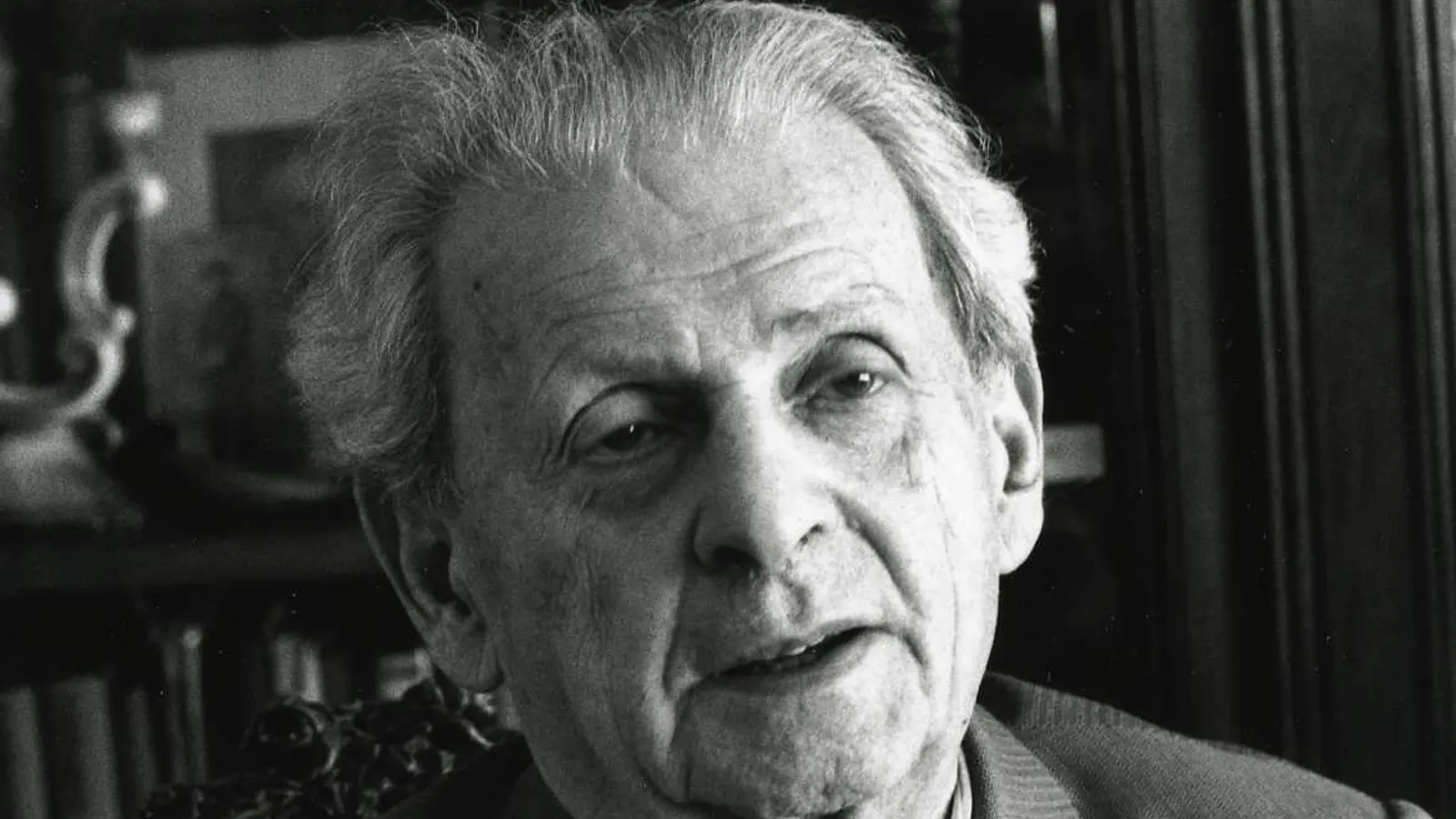 Bracha L. Ettinger's 1991 portrait photograph of the elder Emmanuel Levinas in his Paris apartment.