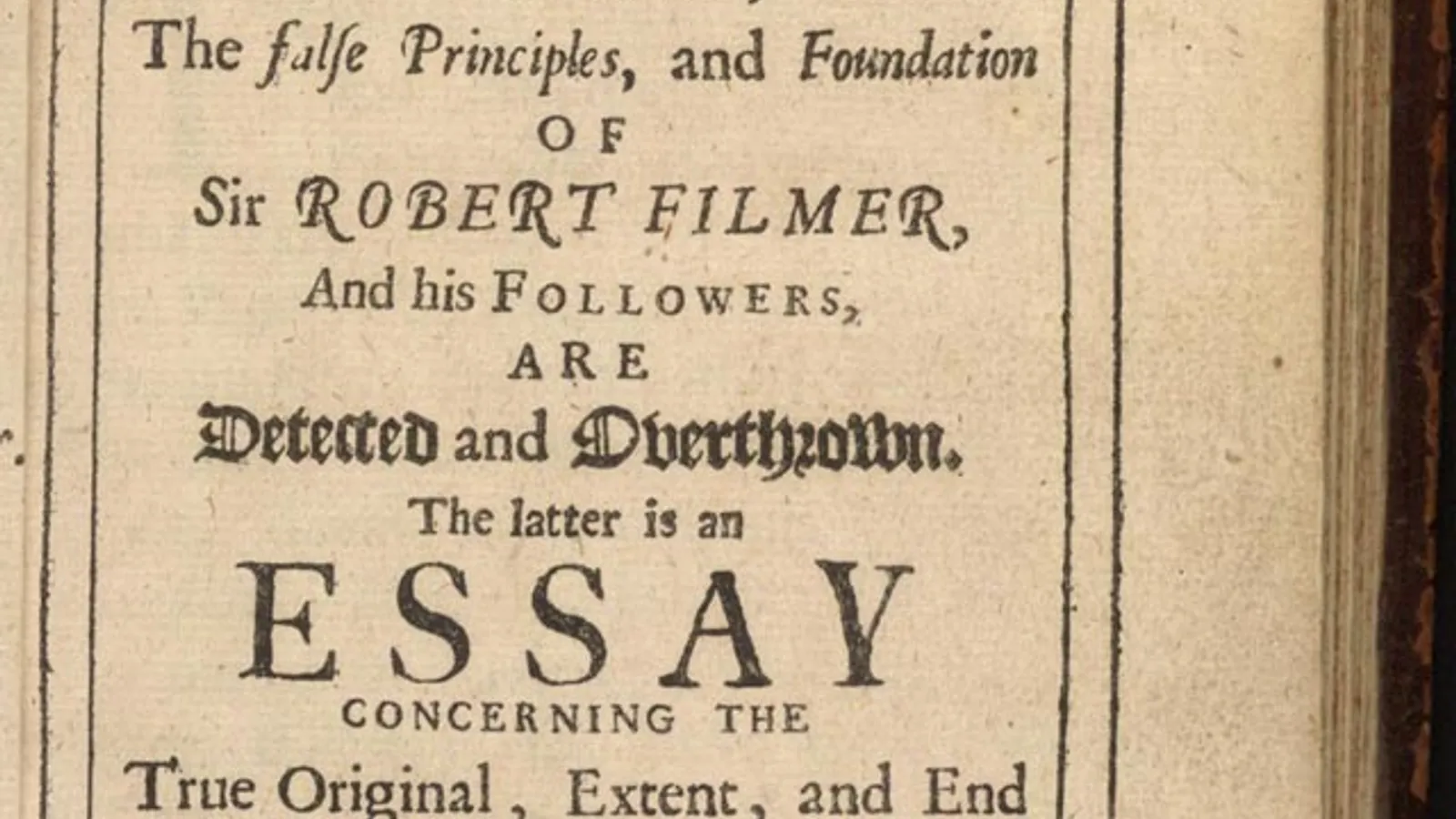 Title page of the first edition of Two Treatises of Government, 1689.
