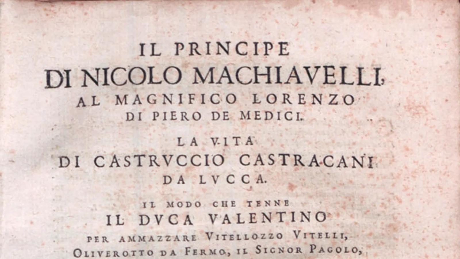 Title page of a 16th-century edition of Machiavelli's Il Principe.