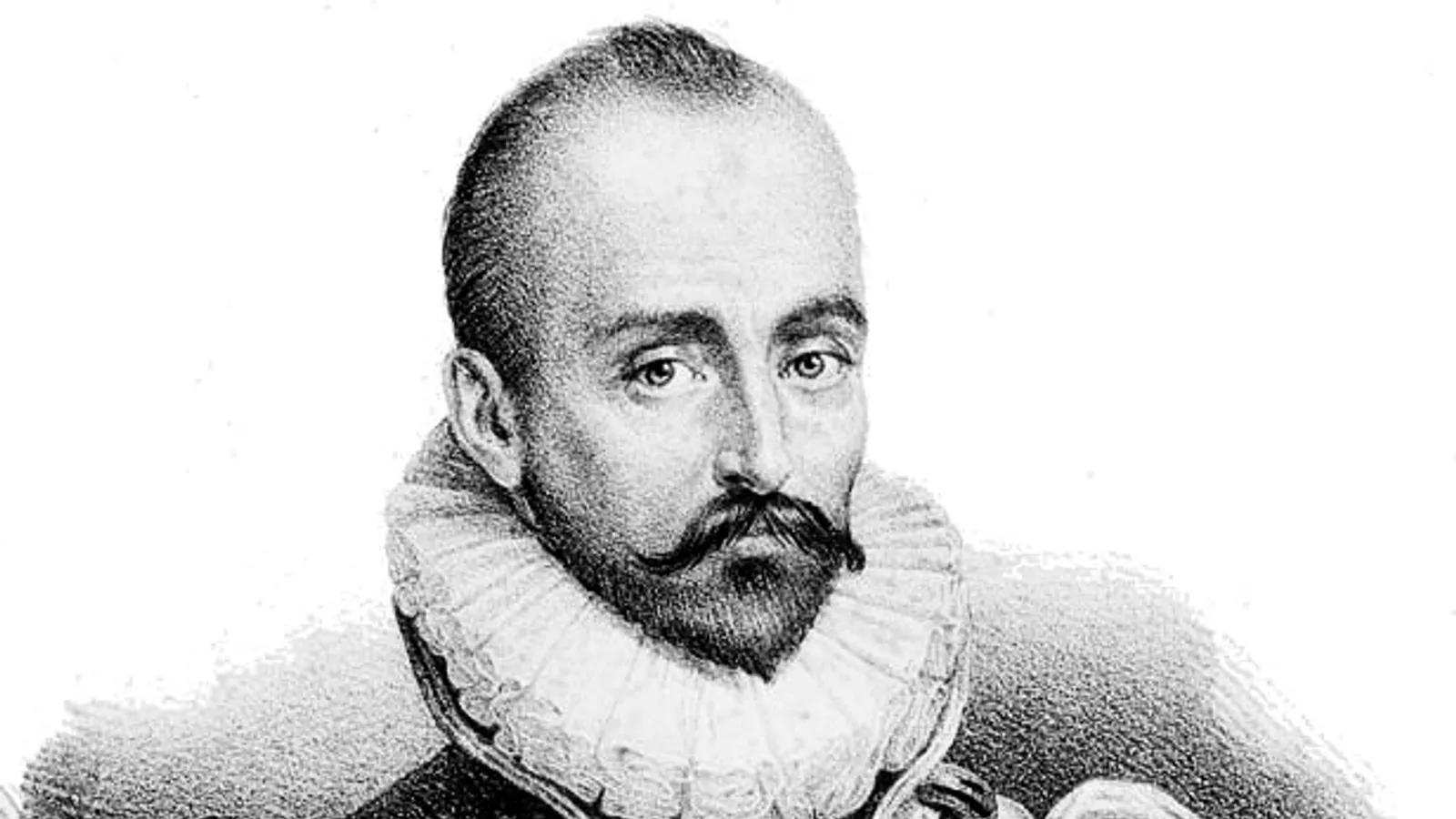 Nineteenth-century engraved portrait of Michel de Montaigne in a ruff collar.