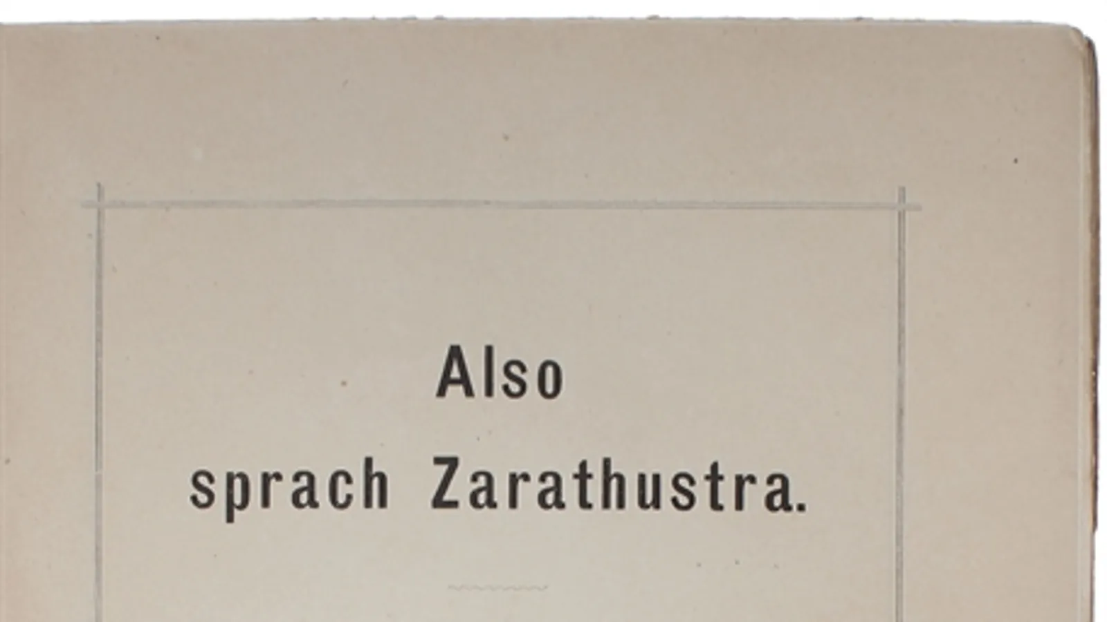 Title page of the first edition of Thus Spoke Zarathustra, 1883.