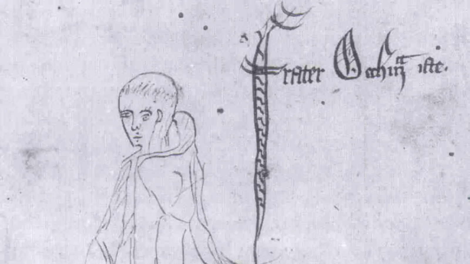 Medieval manuscript portrait of William of Ockham.