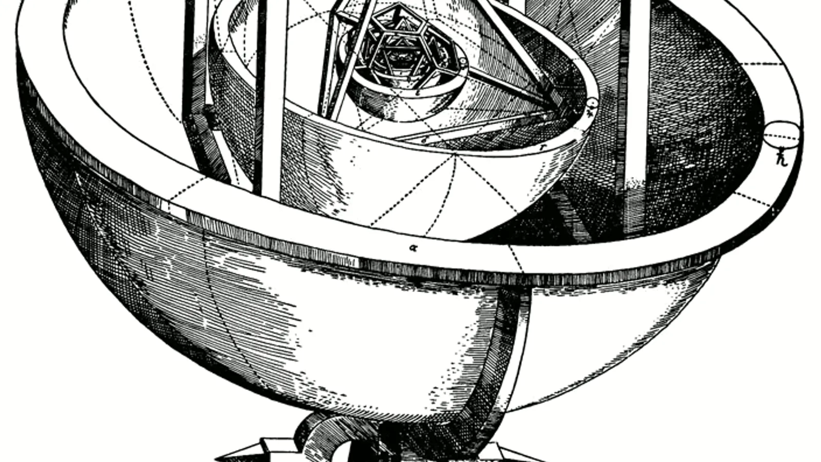 Kepler's diagram of the solar system as nested Platonic solids from the Mysterium Cosmographicum.