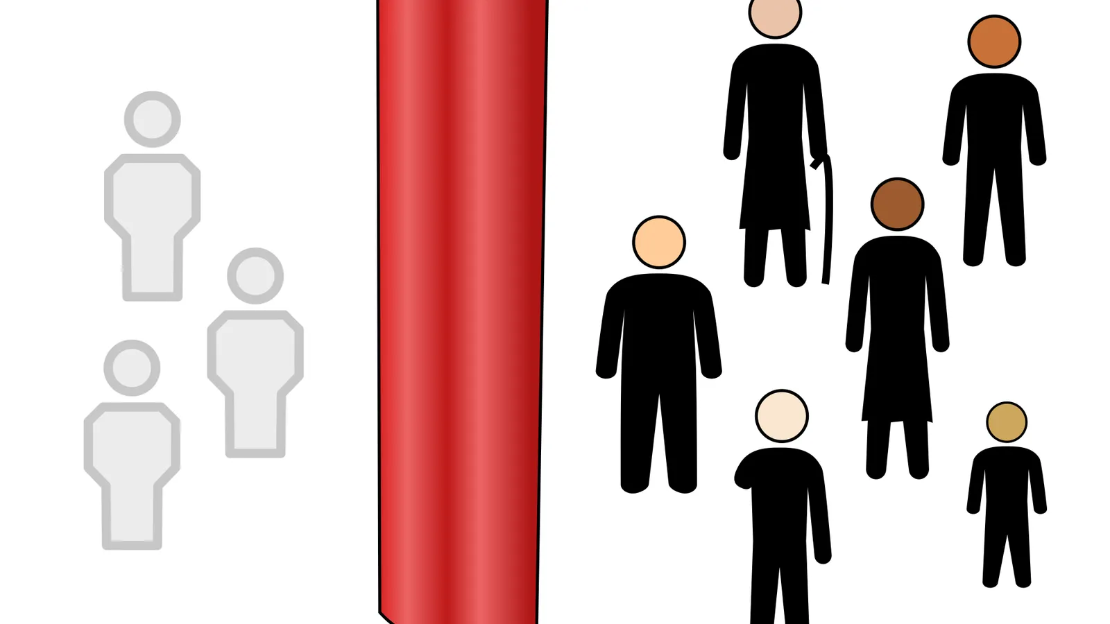Schematic diagram of John Rawls's veil of ignorance.