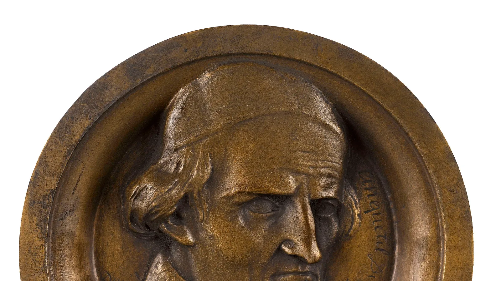 David d'Angers's bronze medallion of Abraham-Hyacinthe Anquetil-Duperron.