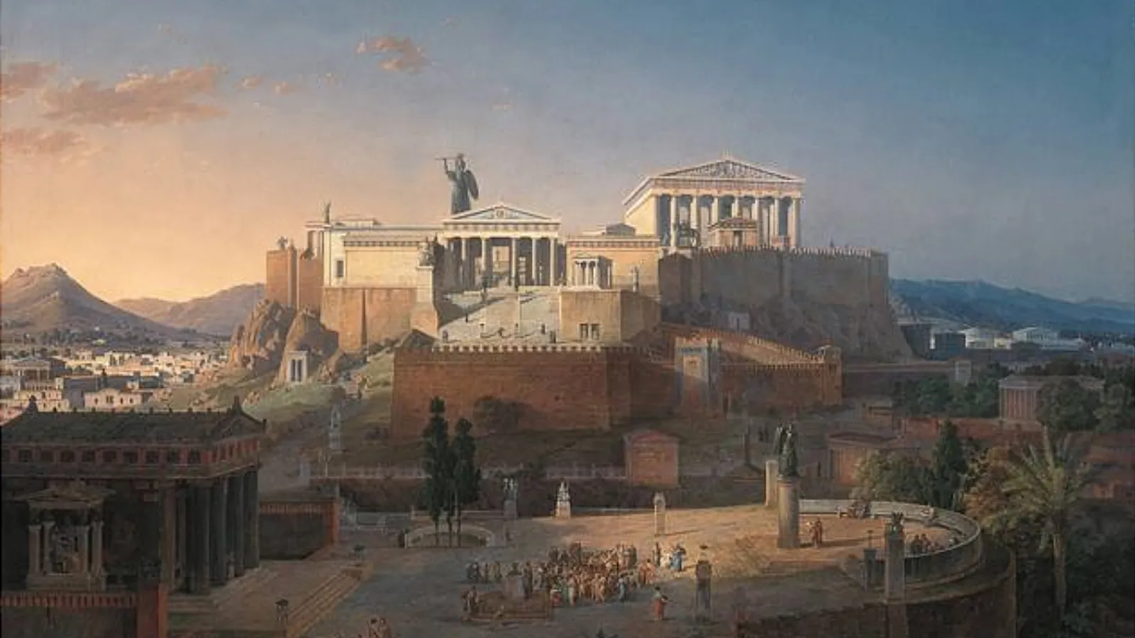 The Athenian Acropolis with the Parthenon visible above the city.