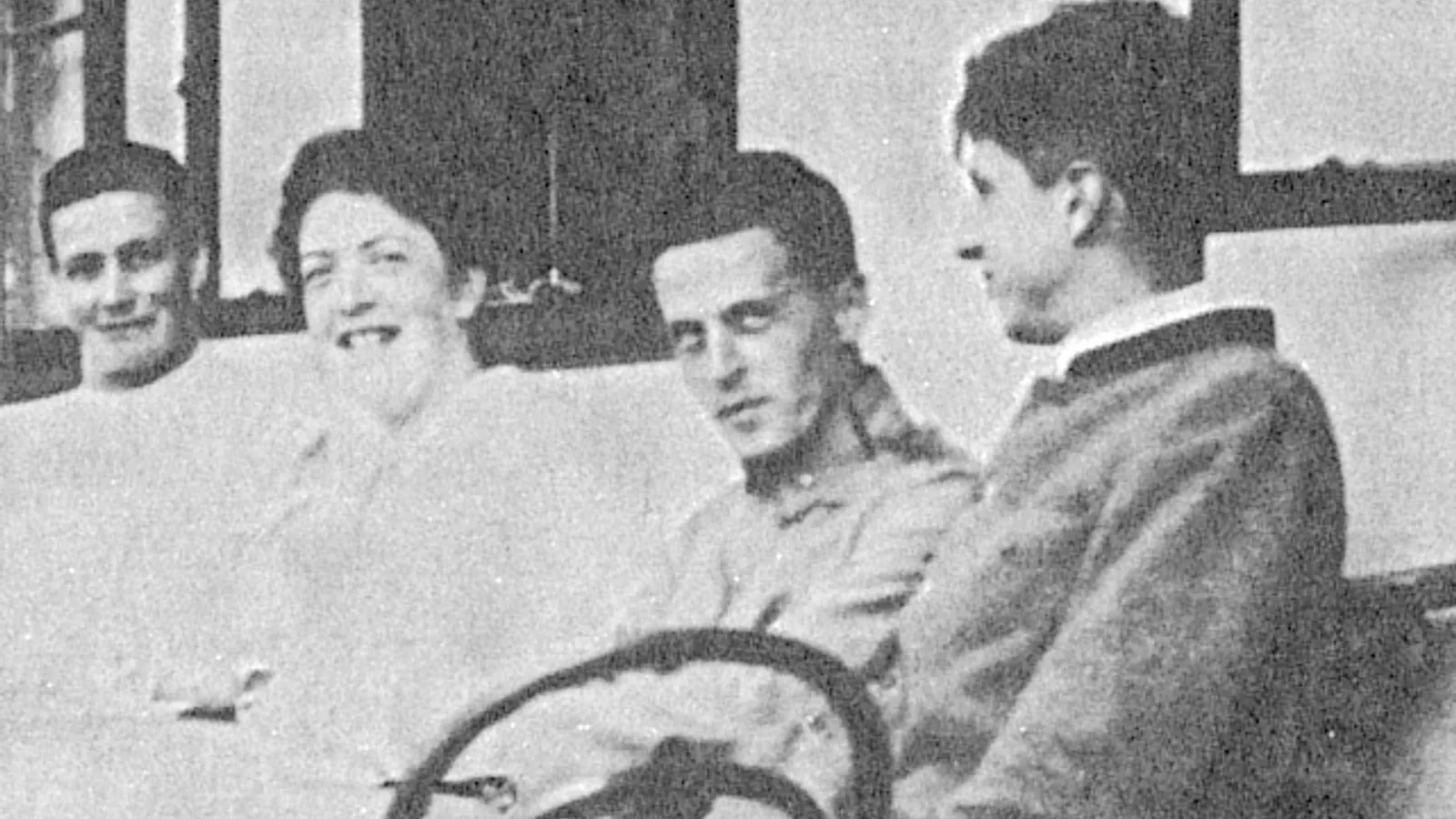 Ludwig Wittgenstein at the Hochreit family estate with his sister Helene Salzer and Arvid Sjogren, summer 1920.