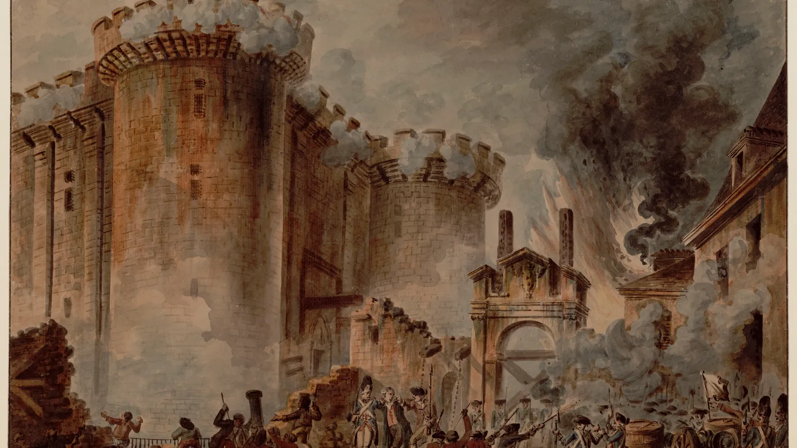 Storming of the Bastille, July 14, 1789, period engraving.